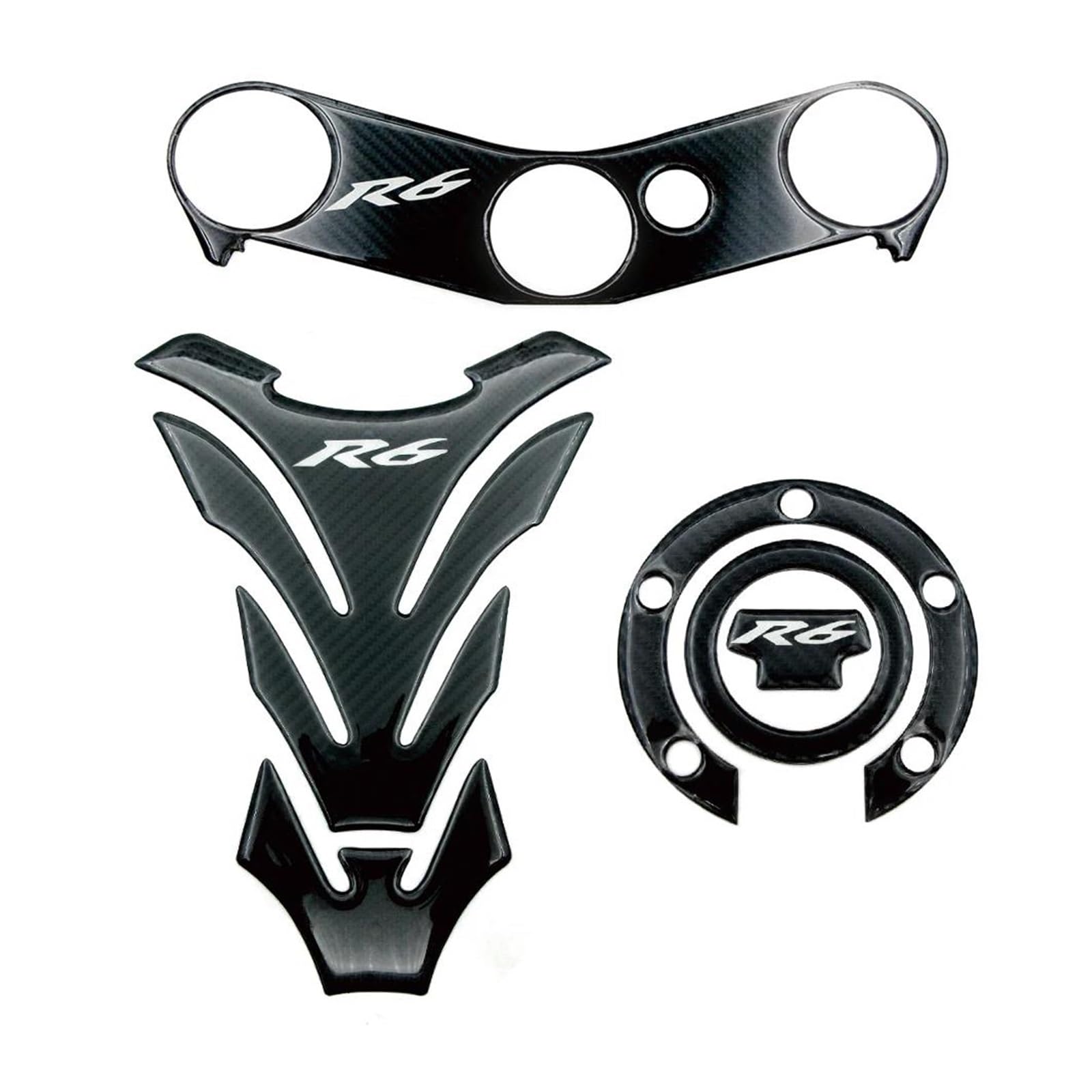 mojieou Neu Verpacken Für Yamaha R6 YZFR6 YZF600 2006-2016 Tank Pad Aufkleber Triple Clamp Yoke Protector Aufkleber(Black 11A) von mojieou