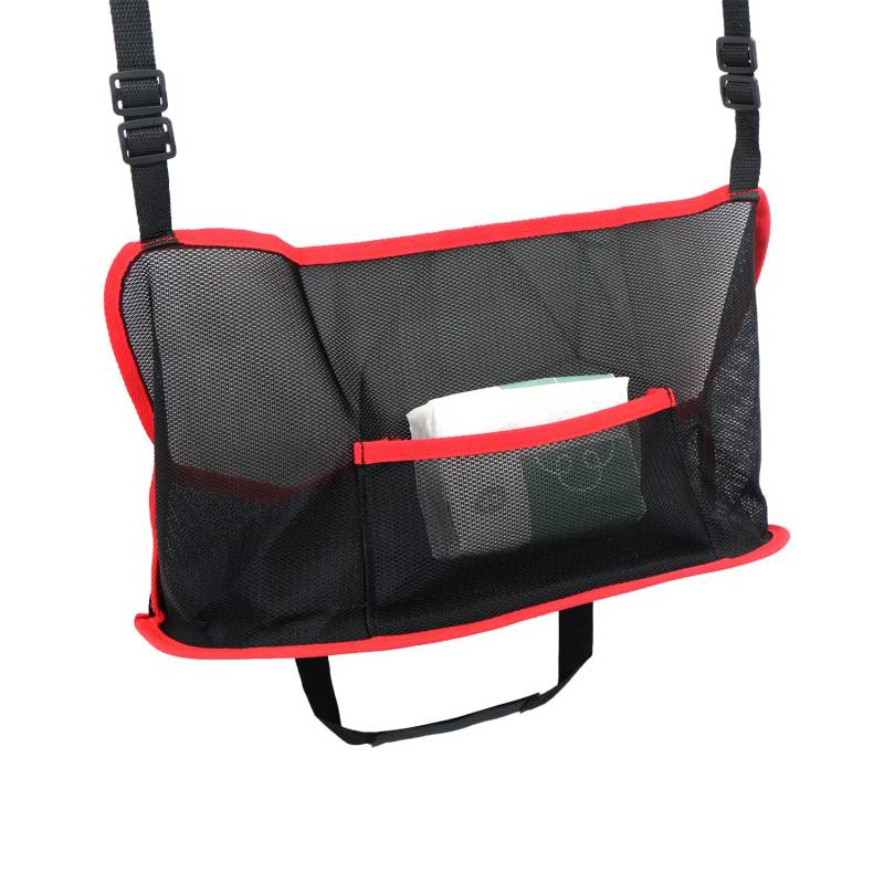 Autositz Aufbewahrungsnetz Ablagenetz Gepäcknetz Organizer - Universelle Auto Rücksitz Netztasche verstellbare Nylonnetztasche mit Kordelzug und Tasche, für Wallets, Handys Aufbewahren (1 Stück, Rot) von momgyaamz