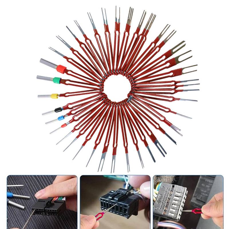 mongtsamz 39 Stück Auspinnwerkzeug KFZ Set, Terminal Entfernung Auspinwerkzeug Terminal Removal Tool Kit Entfernung Auspinwerkzeug Entriegelungswerkzeug, Rot von mongtsamz