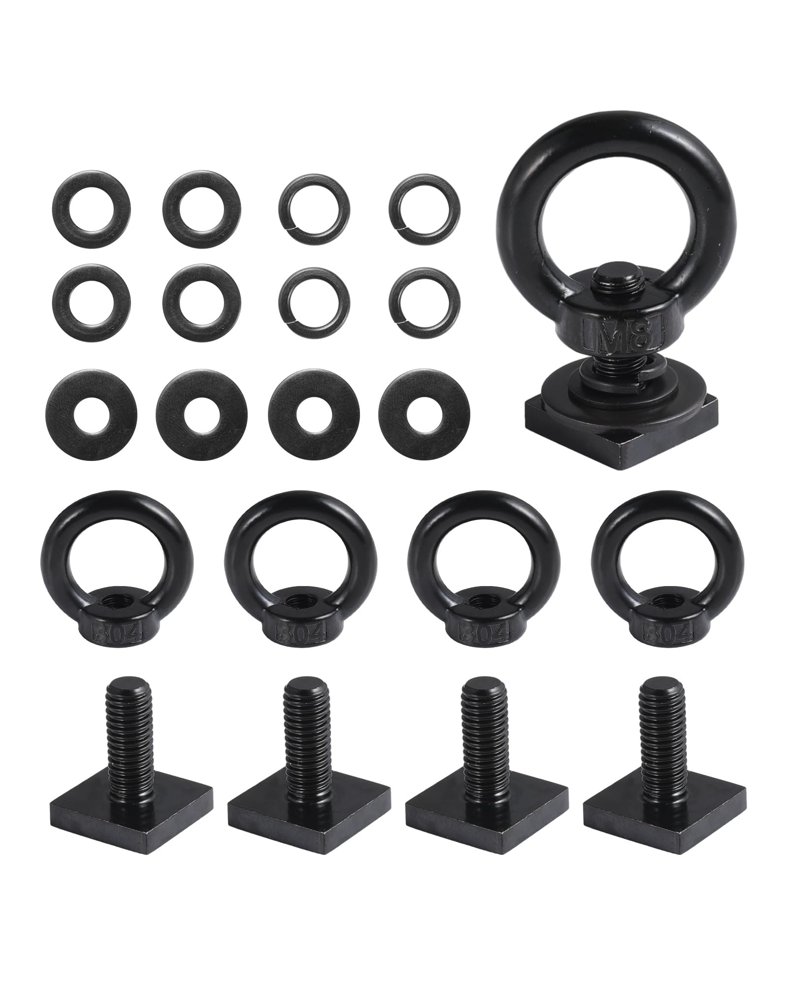 T Track Mount Tie Down Anker für Dachgepäckträger, M8 Heavy Duty Ring geformt Auge Schraube, Edelstahl T Bolt Auge Mutter Tie Down Ringe für die Aufnahme Bungee Cord, Seile, Haken von moroinriz