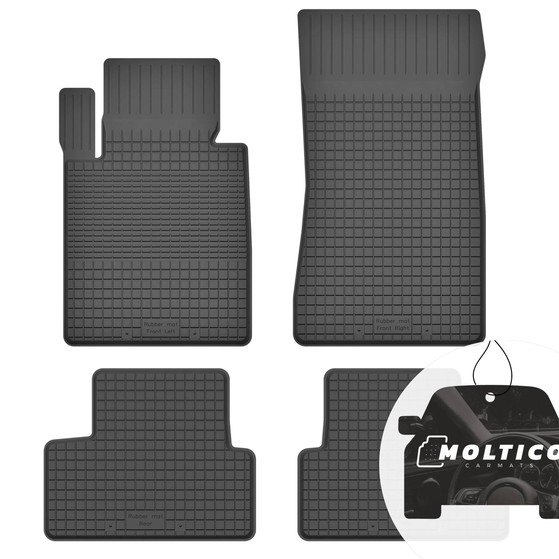 Gummimatten mit Rand Auto Fußmatten Gummi Automatten Passgenau 4-teilig Set - passend für Mini Cabrio II 2009-2015 von moto-MOLTICO