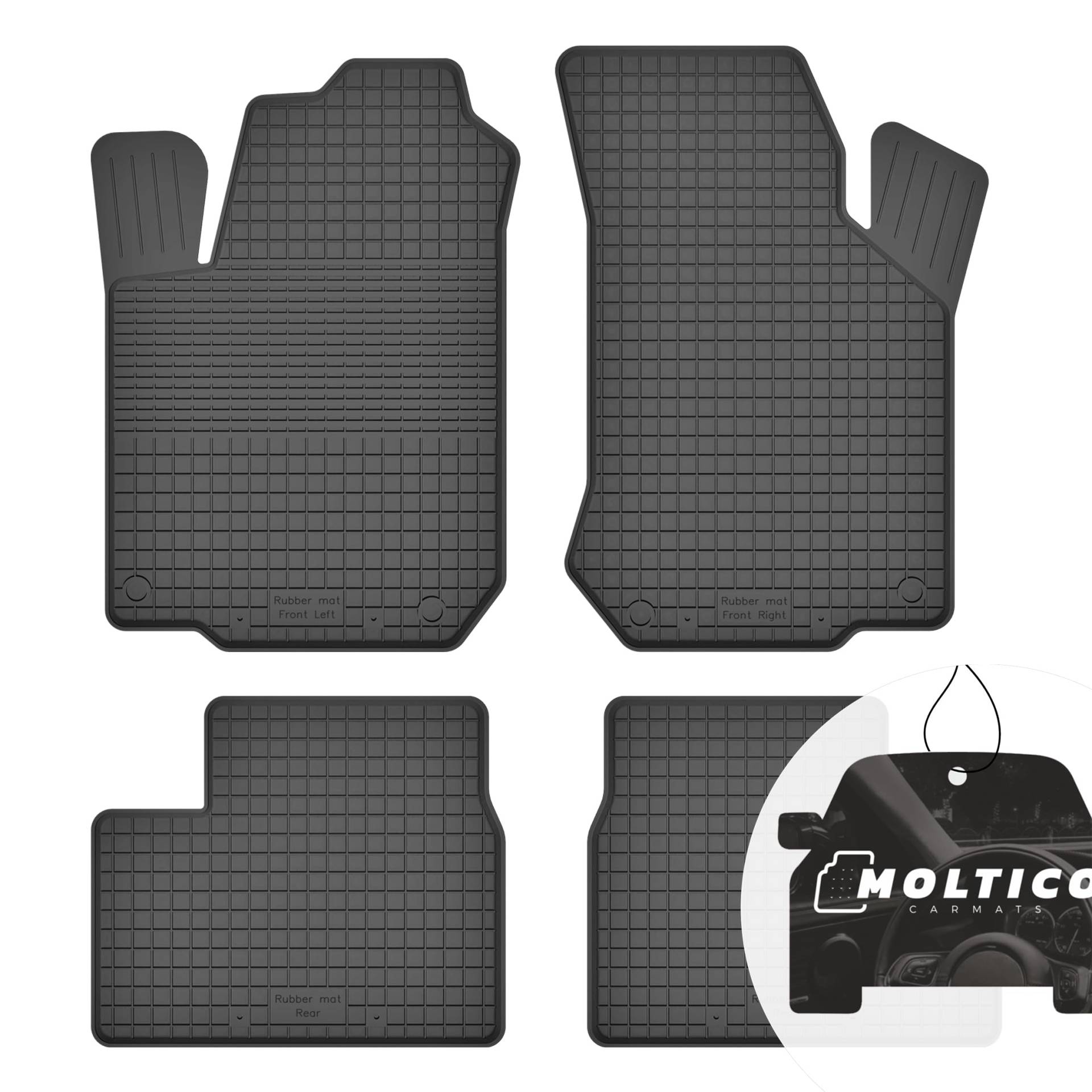 moto-MOLTICO Gummimatten mit Rand Auto Fußmatten Gummi Automatten Passgenau 4-teilig Set - passend für Opel Corsa C 2000-2006 von moto-MOLTICO