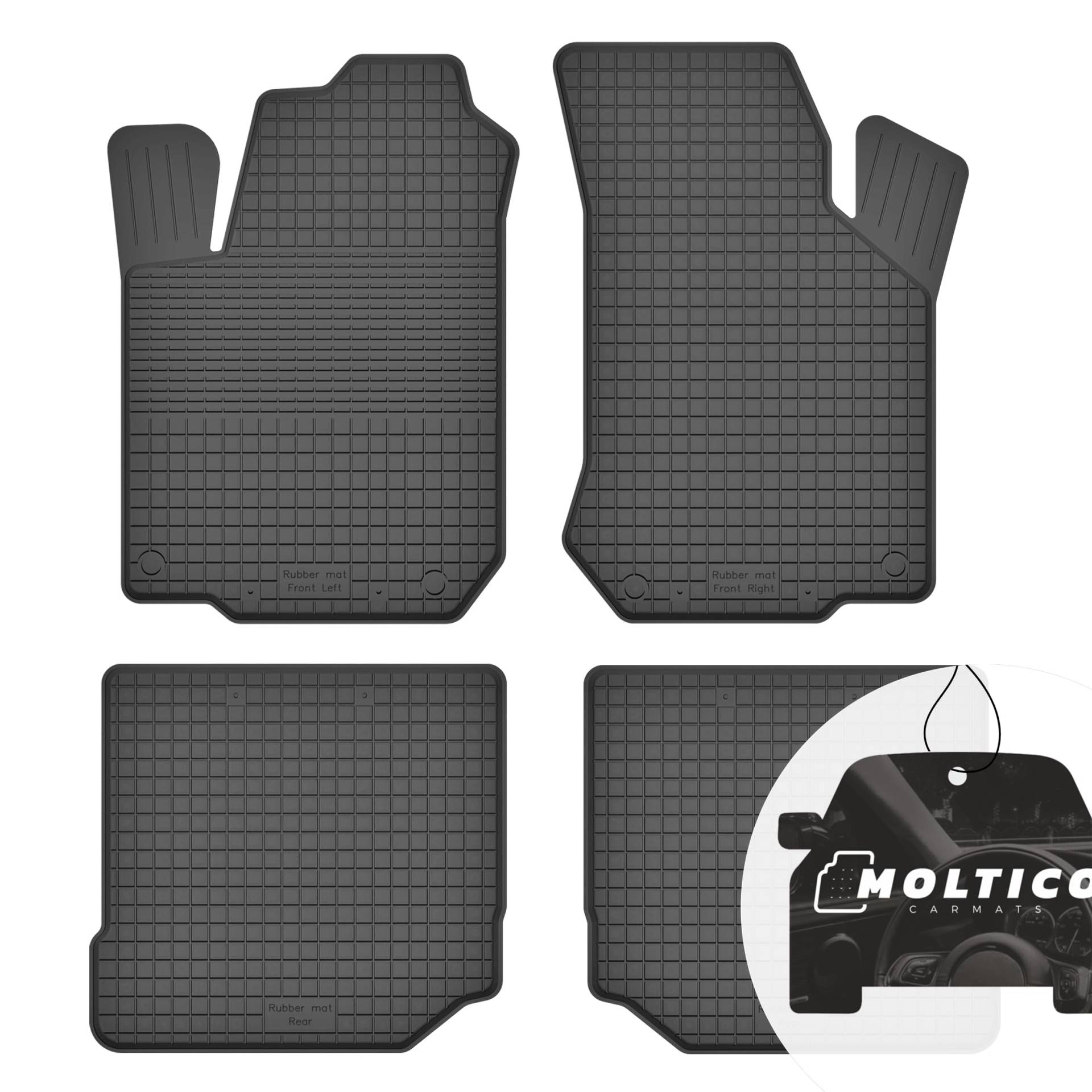 moto-MOLTICO Gummimatten Auto, 4-teiliges Set, Allwetter Gummi Fußmatten mit Rand, Antirutsch & Wasserfest Autoteppiche - passend für Volkswagen Golf IV 1997-2003 von moto-MOLTICO