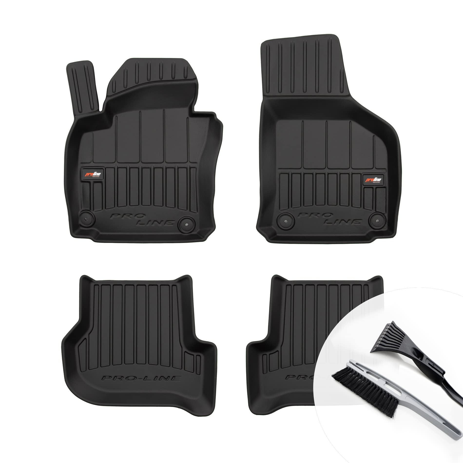 moto-MOLTICO 3D Gummimatten Auto, 4-teiliges Set, Allwetter Gummi Fußmatten, Antirutsch & Wasserfest Autoteppiche - passend für VW Golf VI Skoda Octavia II 2004-2013 von moto-MOLTICO