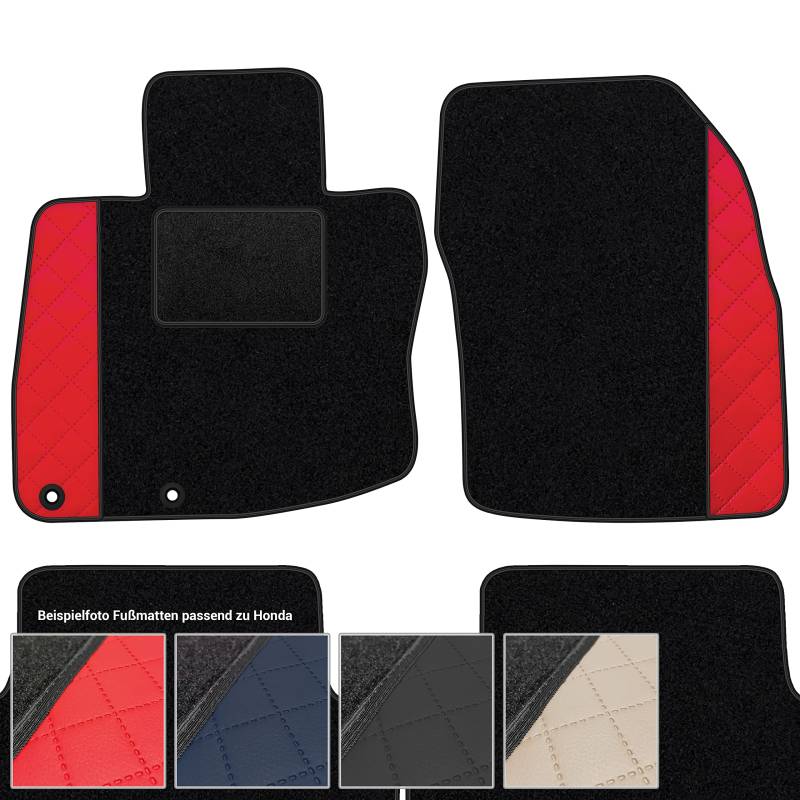 moto-MOLTICO Fußmatten Auto Velours Autoteppiche Schwarz Automatten Set 4-teilig - Auffälliges Design - passend für Honda Civic 2006-2012 5 Türen (Rotes Muster) von moto-MOLTICO