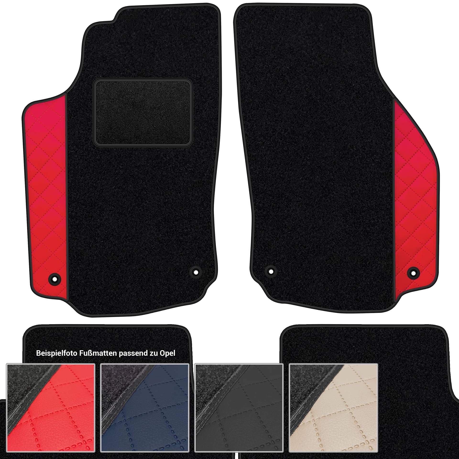 moto-MOLTICO Fußmatten Auto Velours Autoteppiche Schwarz Automatten Set 4-teilig - Auffälliges Design - passend für Opel Crossland X ab 2017 (Rotes Muster) von moto-MOLTICO