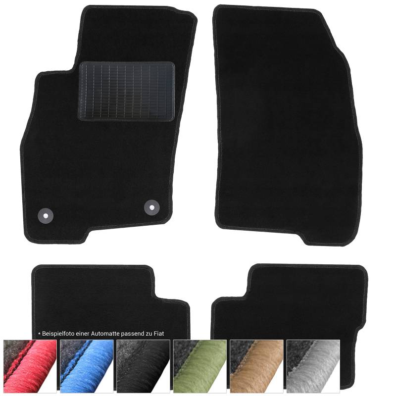 moto-MOLTICO Fußmatten Auto - Velours Autoteppiche passend für FIAT Freemont (2011-2015) - 4-teiliges Set - Schwarze Automatten mit Schwarzen Ziernähten von moto-MOLTICO