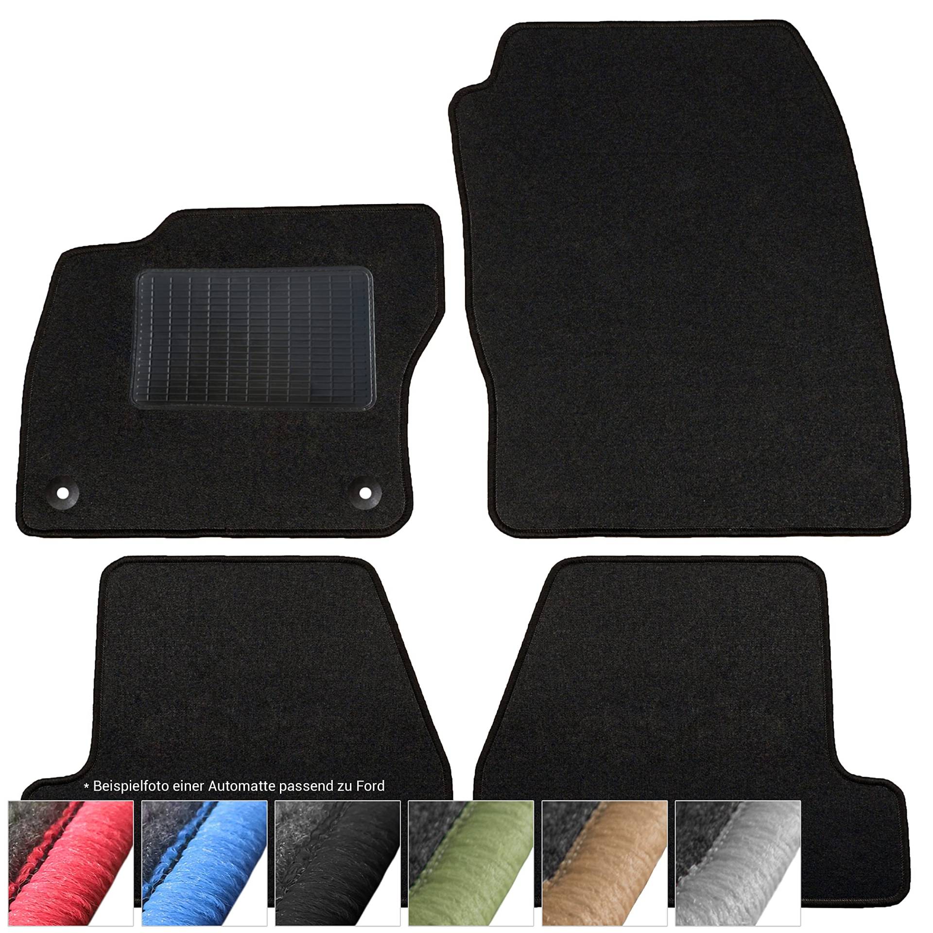 moto-MOLTICO Fußmatten Auto Velours Autoteppiche Schwarz Automatten Set 4-teilig passend für Ford Kuga 2008-2011 (Schwarze - Ziernähte) von moto-MOLTICO