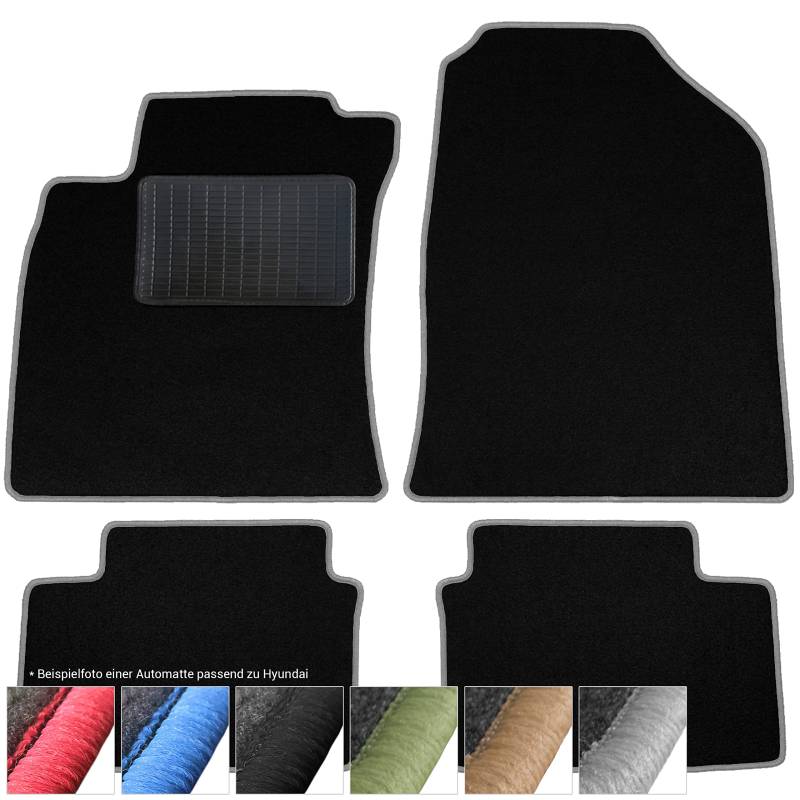 moto-MOLTICO Fußmatten Auto - Velours Autoteppiche passend für Hyundai Terracan (2001-2006) - 4-teiliges Set - Schwarze Automatten mit Grauen Ziernähten von moto-MOLTICO