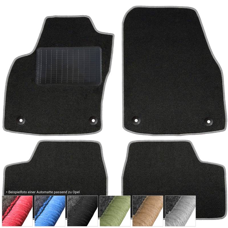 moto-MOLTICO Fußmatten Auto Velours Autoteppiche Schwarz Automatten Set 4-teilig passend für Opel Meriva A 2004-2010 (Graue - Ziernähte) von moto-MOLTICO