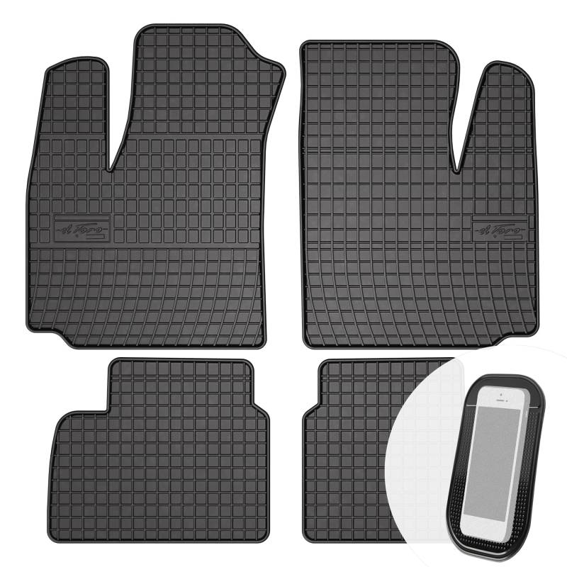 moto-MOLTICO Gummimatten Auto, 4-teiliges Set, Allwetter Gummi Fußmatten, Antirutsch & Wasserfest Autoteppiche - passend für FIAT Doblo 1 2001-2010 von moto-MOLTICO