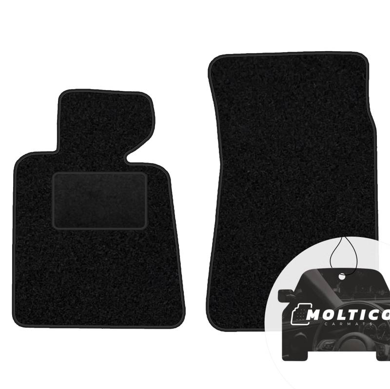 moto-MOLTICO Vorne Fußmatten Auto Velours Autoteppiche Schwarz Automatten Set 2-teilig passend für BMW 3er E30 Cabrio 1982-1994 von moto-MOLTICO