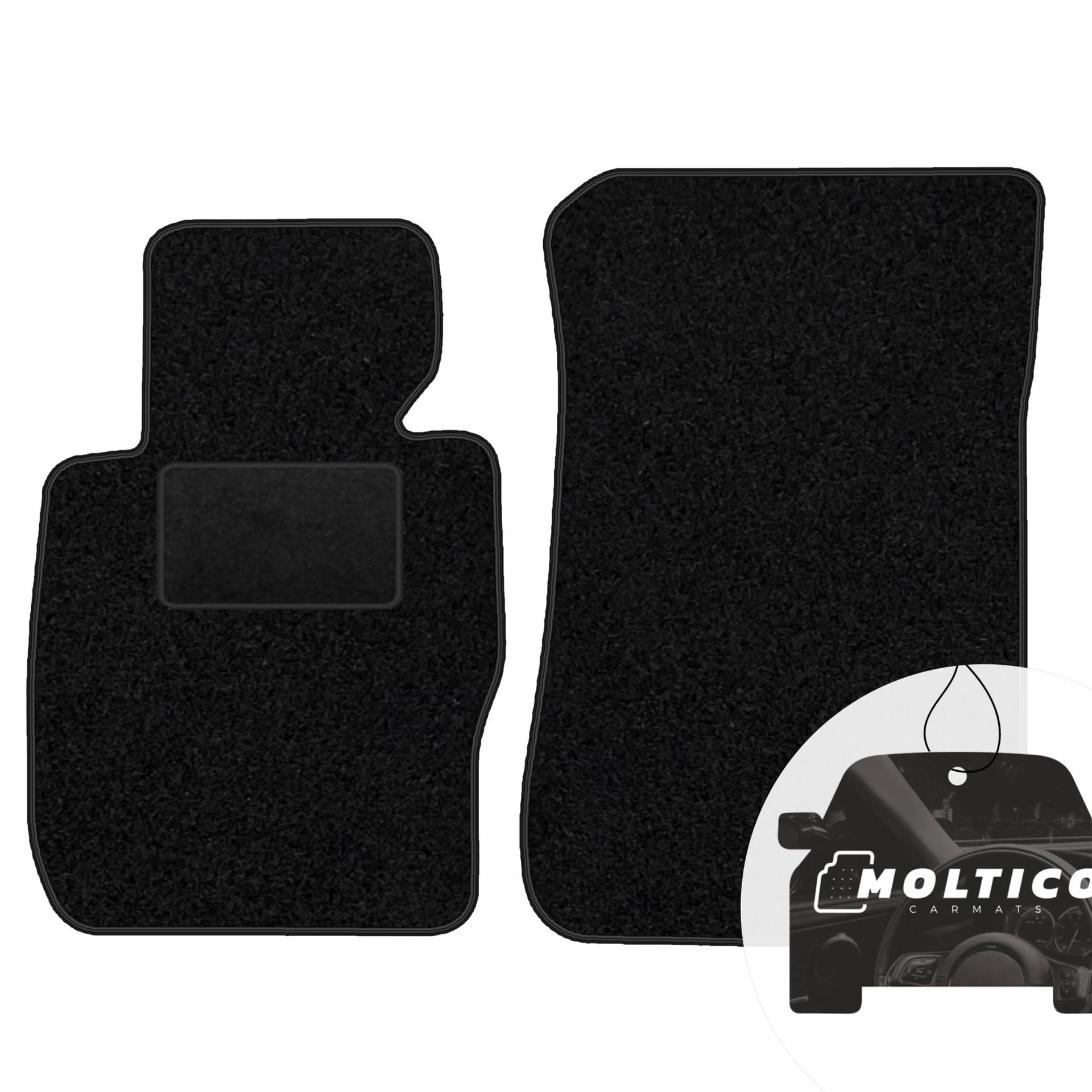 moto-MOLTICO Vorne Fußmatten Auto Velours Autoteppiche Schwarz Automatten Set 2-teilig passend für BMW X1 E84 2009-2014 von moto-MOLTICO