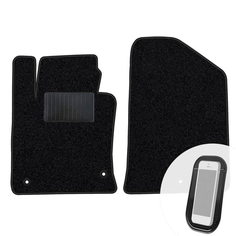 moto-MOLTICO Vorne Fußmatten Auto Velours Autoteppiche Schwarz Automatten Set 2-teilig passend für Kia Proceed I 2007-2012 von moto-MOLTICO