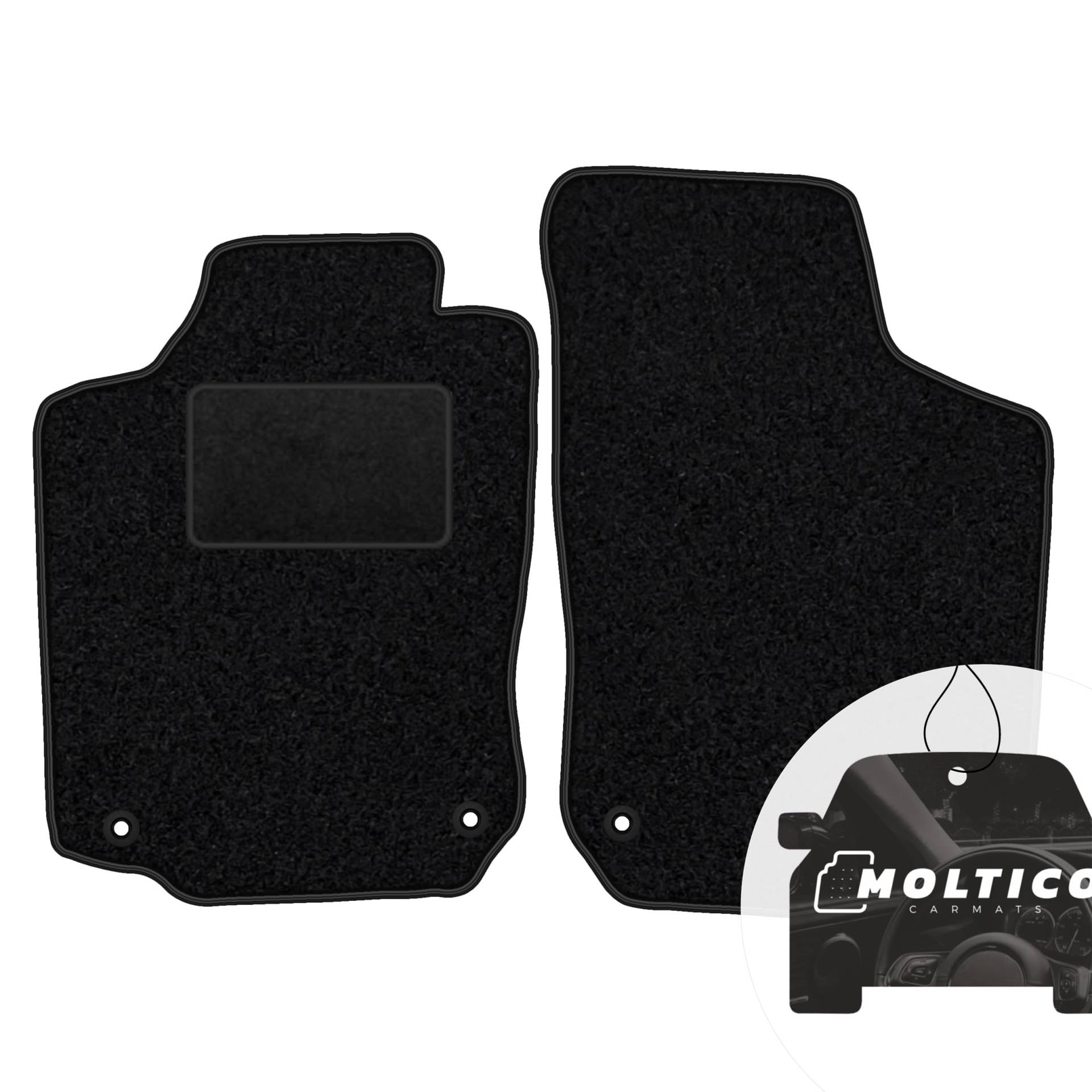 moto-MOLTICO Vorne Fußmatten Auto Velours Autoteppiche Schwarz Automatten Set 2-teilig passend für Opel Corsa C 2000-2006 von moto-MOLTICO