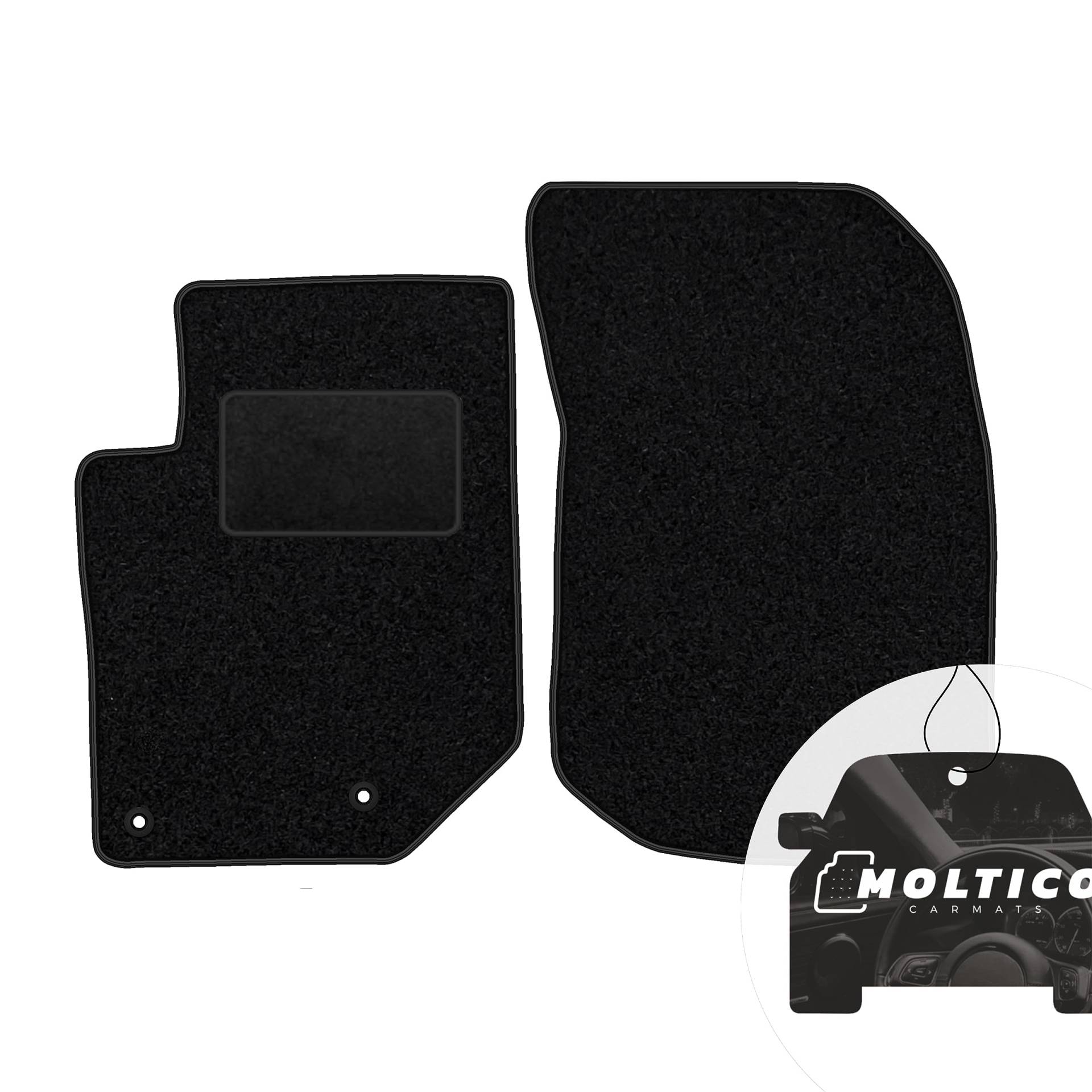 moto-MOLTICO Vorne Fußmatten Auto Velours Autoteppiche Schwarz Automatten Set 2-teilig passend für Opel Corsa-e Mokka-e Peugeot e-208 e-2008 Citroen e-C4 von moto-MOLTICO