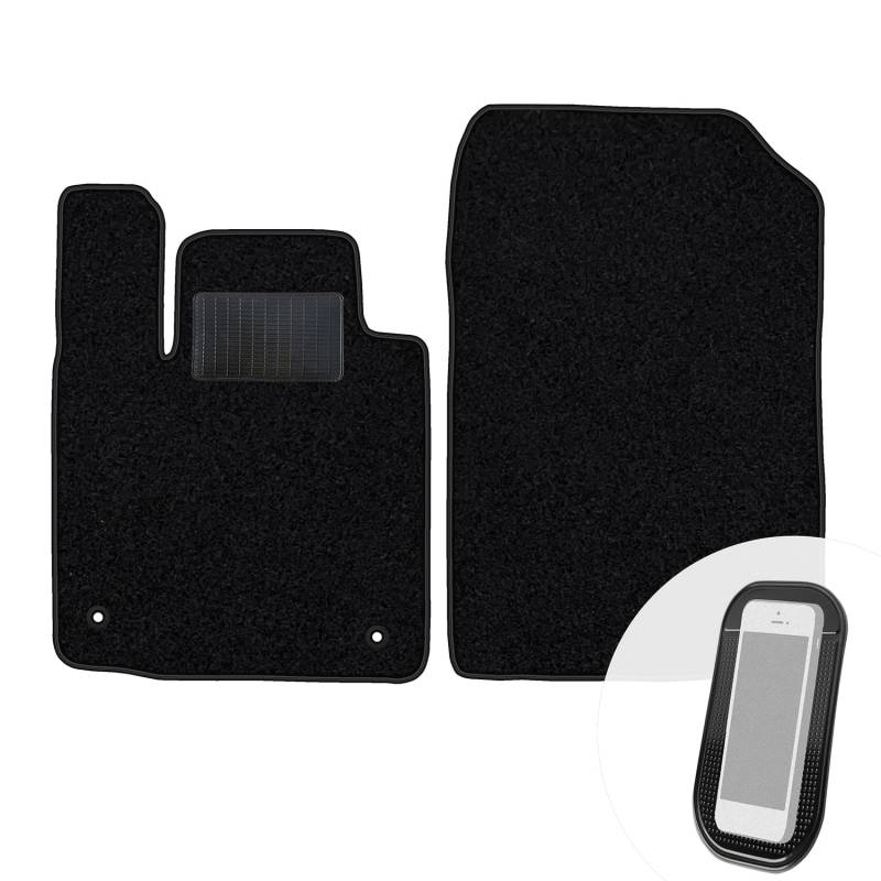 moto-MOLTICO Vorne Fußmatten Auto Velours Autoteppiche Schwarz Automatten Set 2-teilig passend für Renault Twingo II 2007-2014 von moto-MOLTICO