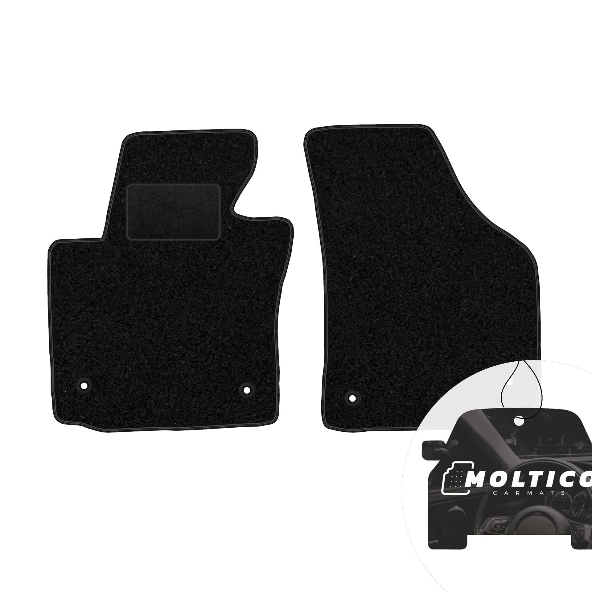 moto-MOLTICO Vorne Fußmatten Auto Velours Autoteppiche Schwarz Automatten Set 2-teilig passend für Seat Leon II Toledo III 2005-2012 von moto-MOLTICO