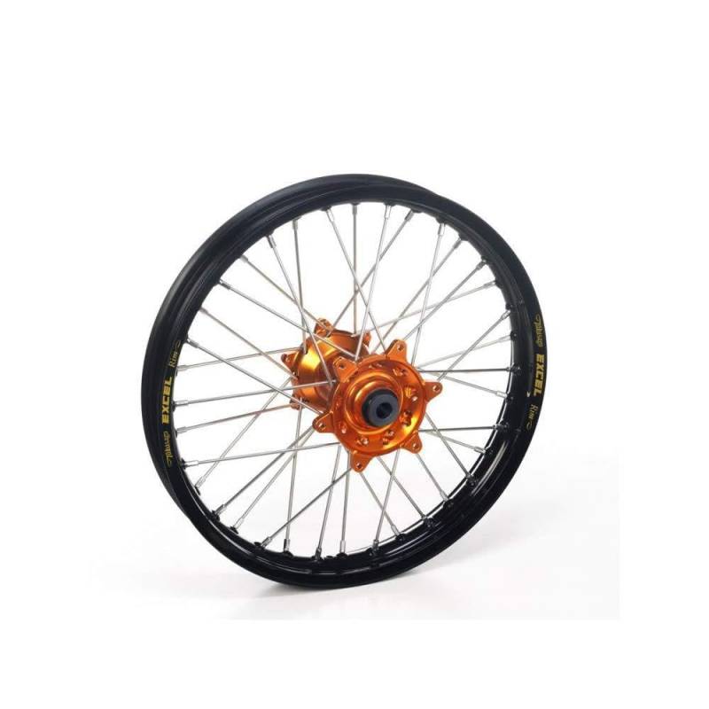 Roue Arrière Complète Haan Wheels 17x4,50x36t Jante Noir/Moyeu Orange/Rayons Argent/Têtes de Rayons Argent von motodak