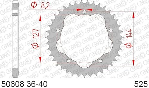 Stahl-Kettenrad AFAM 525-41Z für PCD (Schwarz) von motodak