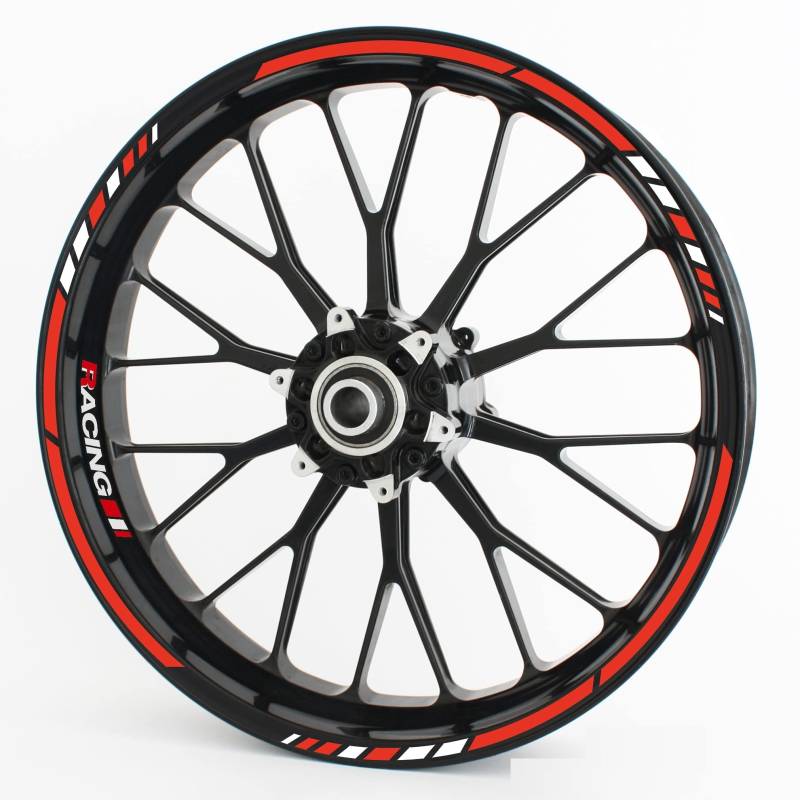 Felgenrandaufkleber RS - Komplettset für 15" 16" 17" 18" 19" - Farbe & Design wählbar - Hellrot, Design 3 von Motoking