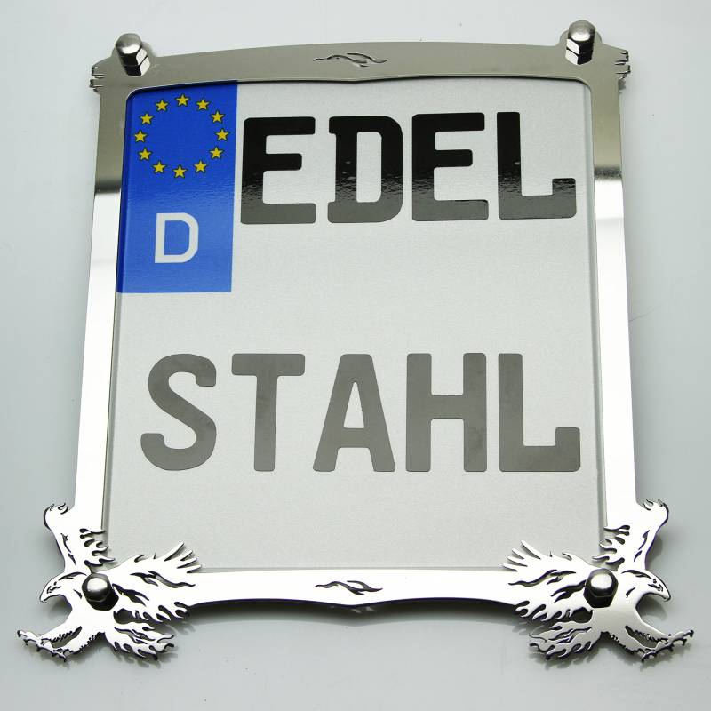 Exklusive Motorrad Kennzeichenhalter Edelstahl Hochglanz poliert Adler Custom von motomonster