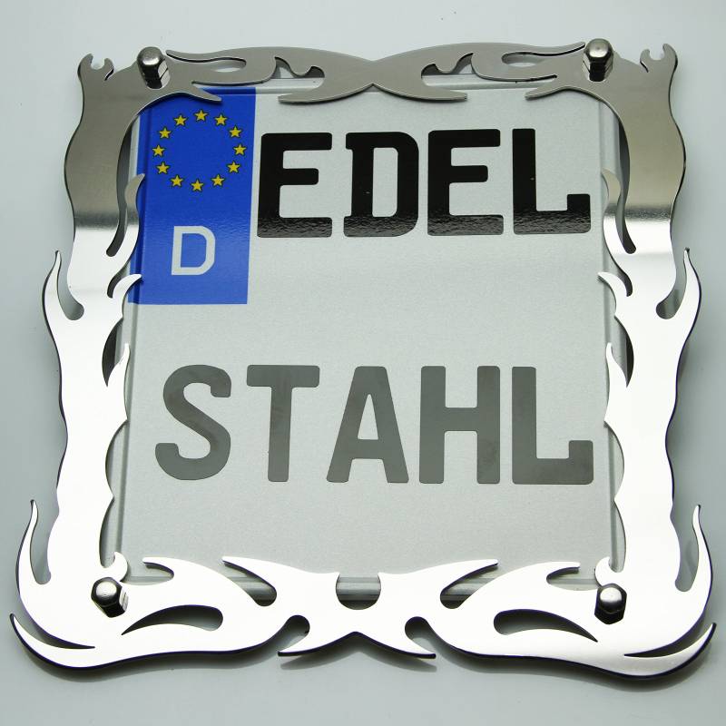 Exklusive Motorrad Kennzeichenhalter Edelstahl Hochglanz poliert Flammen Custom von motomonster