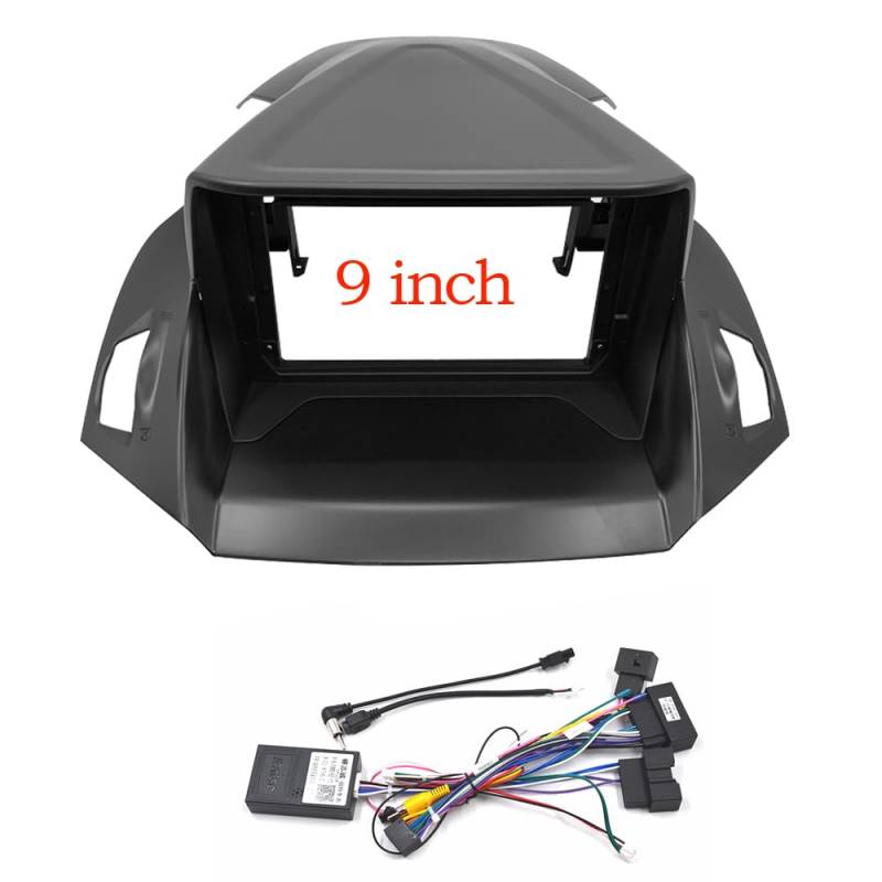 Auto-Audio-Rahmen Auto Audio 9 ZOLL Großen Bildschirm Fascia Rahmen canbus Adapter/Fit for FORD ESCAPE Kuga 2013-2019 2 din Dash android mp5 Panel Rahmen Kit,Autoradio Radioblende Doppel(Frame an can von mraznlbm