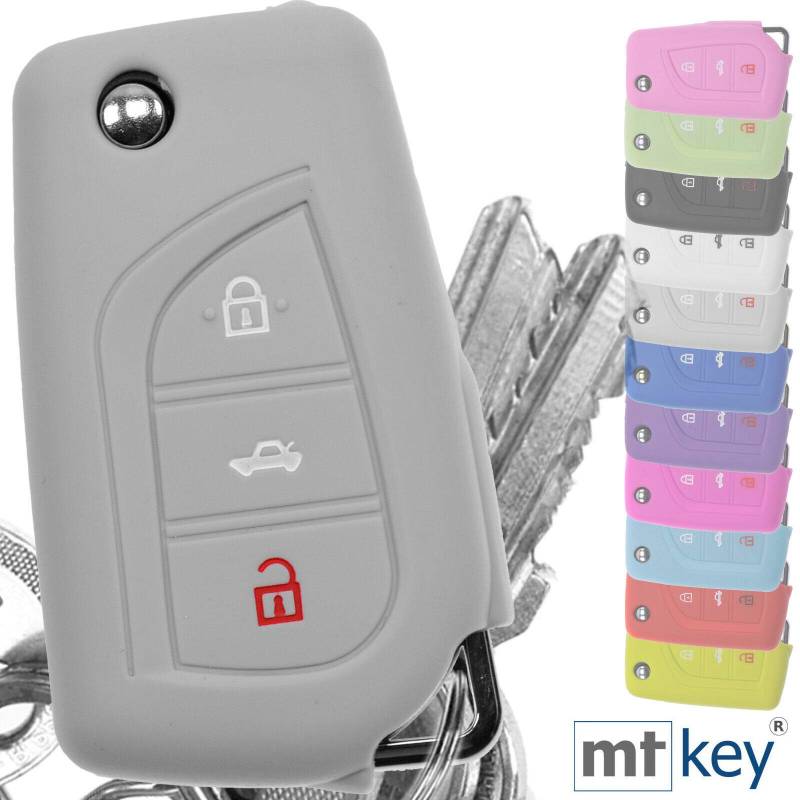 Soft Case Schutz Hülle Auto Schlüssel für Toyota AURIS Corolla Avensis Klappschlüssel Remote/Farbe: Grau von mt key