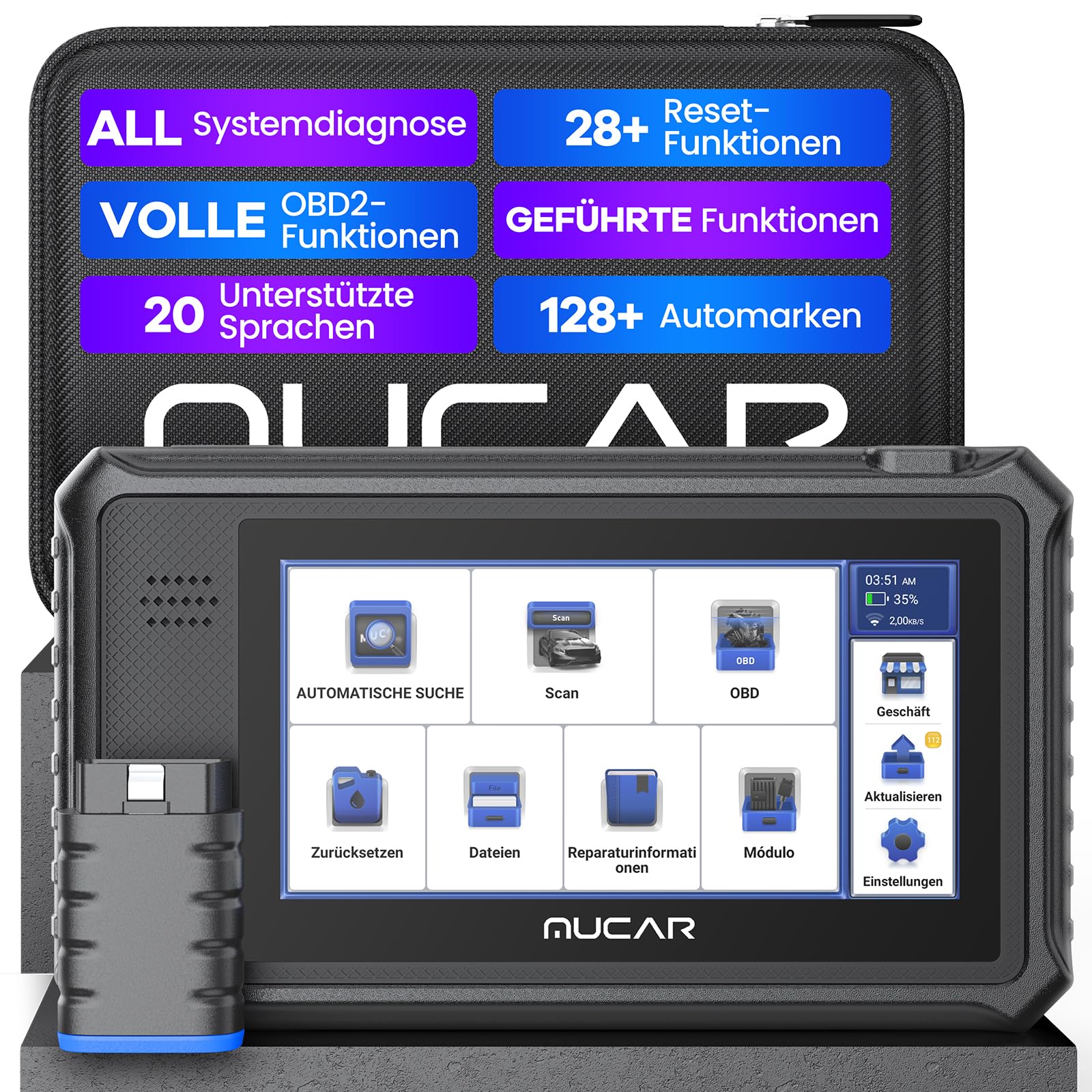 OBD2 Diagnosegerät, MUCAR VO6 Diagnosegerät Auto, Für Alle Fahrzeuge Mit & Alle Systemdiagnosen + 28 Servicefunktionen, KFZ Auslesegerät von mucar