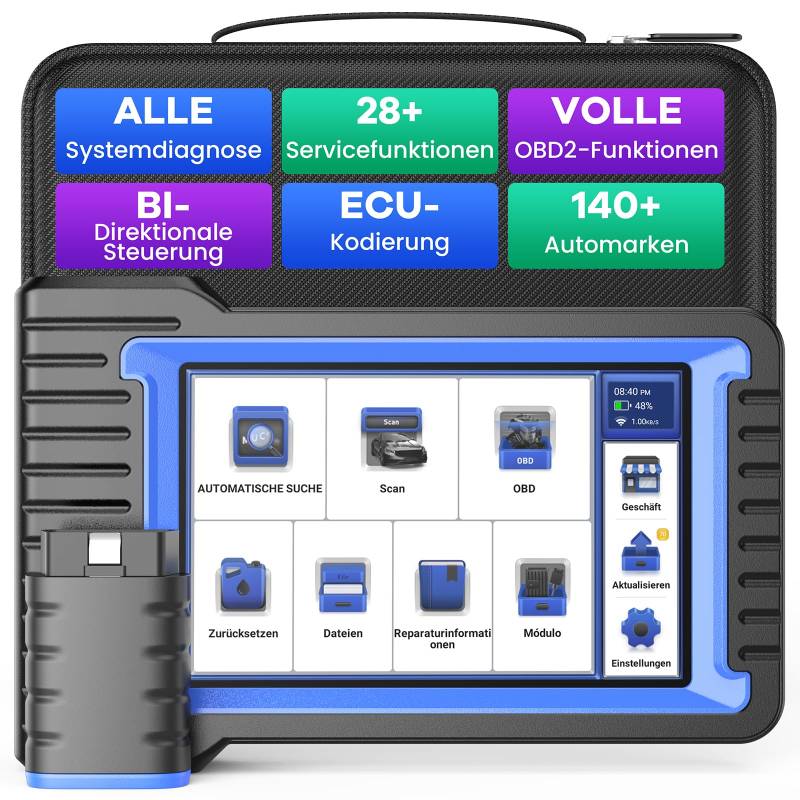 mucar OBD2 Diagnosegerät, VO7 Diagnosegerät Auto Mit Volle Systemdiagnose+28 Reset-Funktion, Auto Diagnosegerät Für BI-Direktionale Steuerung/Aktives Testen/ECU-Kodierung, 3 Jahre Kostenlose Updates von mucar