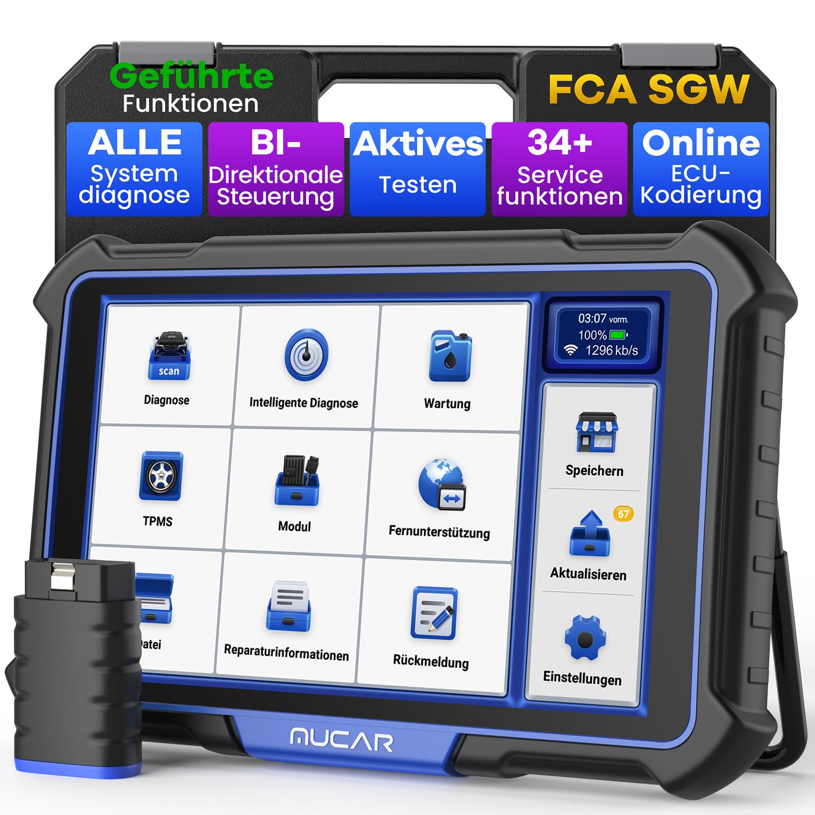 OBD2 Diagnosegerät, MUCAR VO8 Diagnosegerät Auto Mit 34 Servicefunktionen & Alle Systemdiagnosen, kfz Auslesegerät Für Schlüsselprogrammierung, Aktives Testen/ECU-Kodierung/BI Direktionale Steuerung von mucar