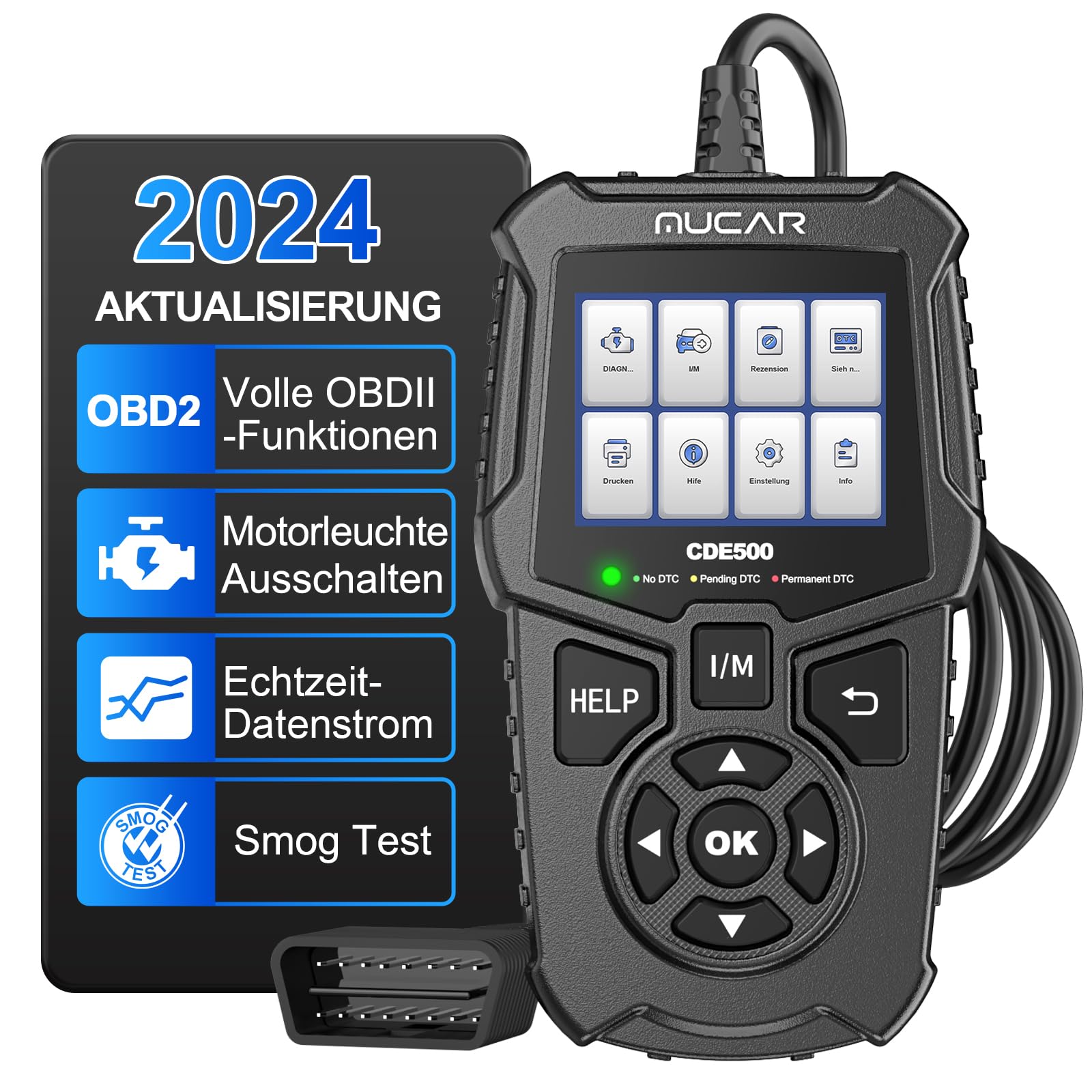 mucar OBD2 Diagnosegerät, CDE500PRO Diagnosegerät Auto, Klassisch Verbessert Auto Auslesegerät Mit Tastenkürzel, KFZ Auslesegerät Für OBDII/EOBD Protokoll-Nur Motordiagnosesystem von mucar