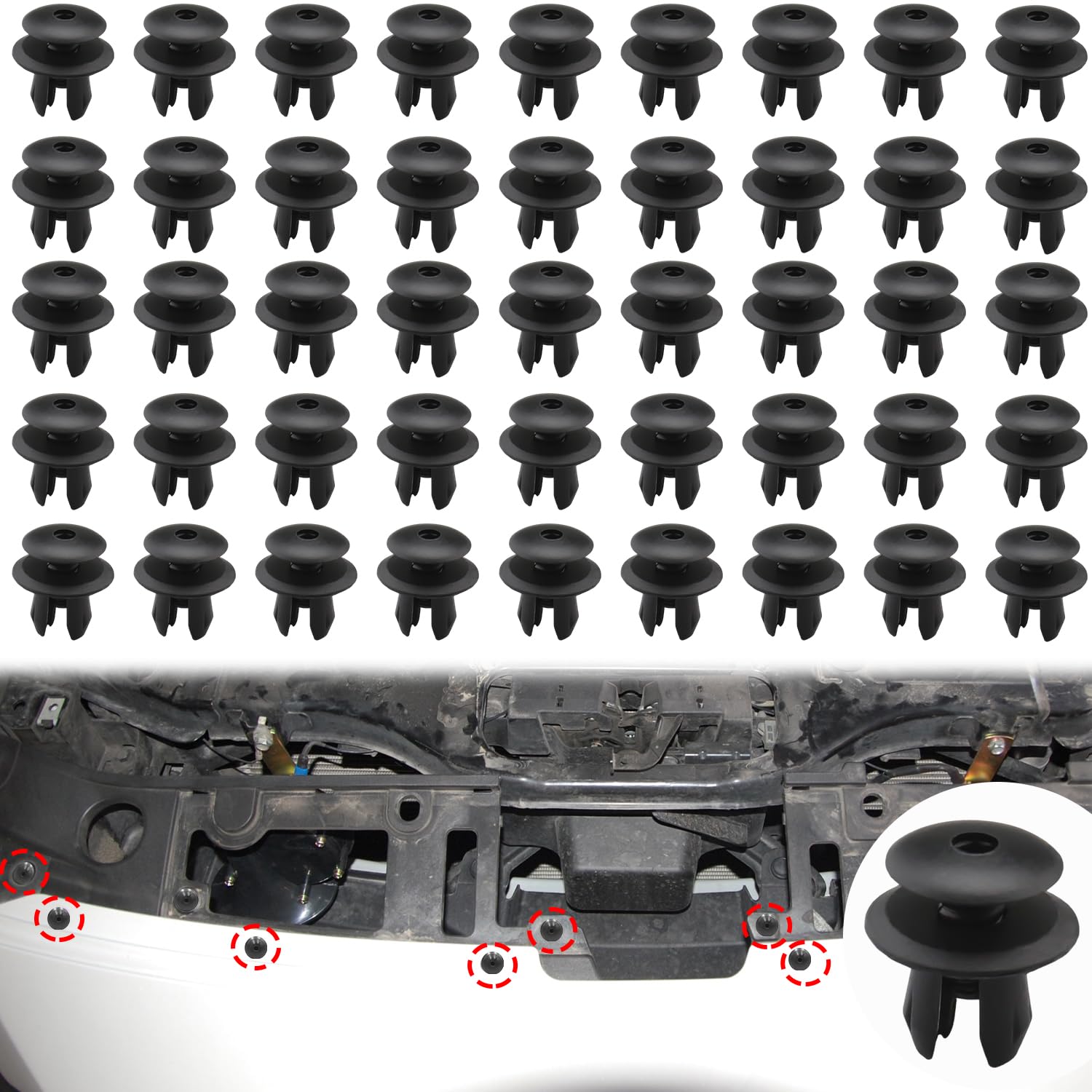 Verkleidungsklammern Ersatz, 60 Stück Auto Türverkleidung Clips, Auto Befestigungsclips Türverkleidung Clips, Auto Verkleidung Clips für Passt VW Transporter T4 T5 (Black) von mvorry