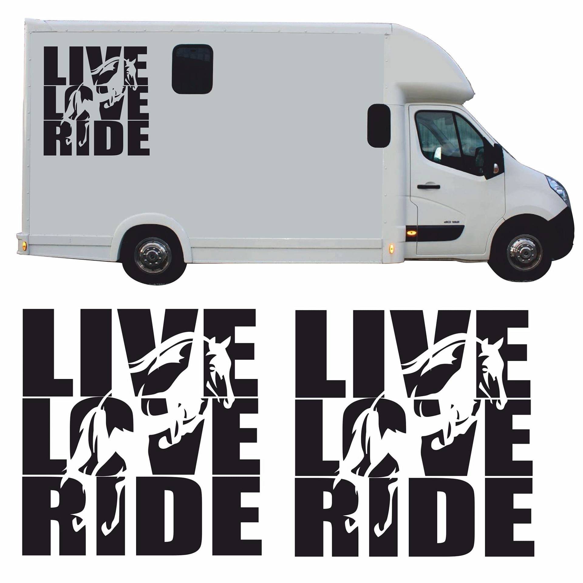 myrockshirt 2 x Live Love Ride Pferde Aufkleber Set Pferdeanhänger je 60 x 60 cm Typ 3 von myrockshirt