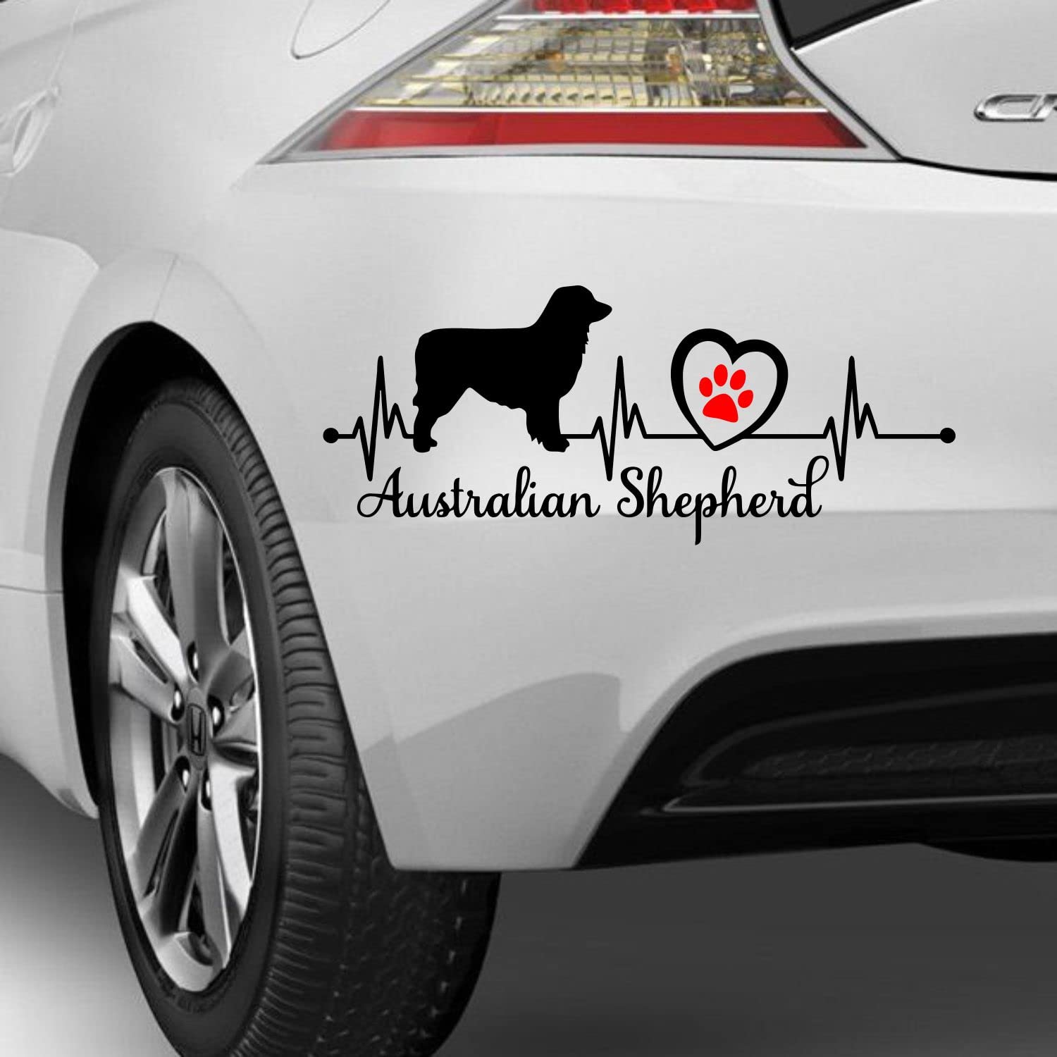 myrockshirt Australian Shepherd Herzschlag Aufkleber Sticker ohne Hintergrund Autoaufkleber verschieden Größen/Farben Hunderasse von myrockshirt