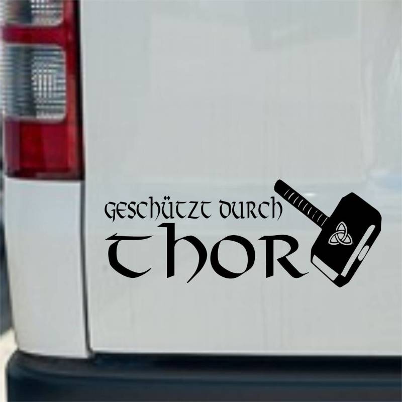 myrockshirt Geschützt durch Thor Hammer Thors Hammer Aufkleber Auto Scheibe Lack Sticker Wandtattoo von myrockshirt