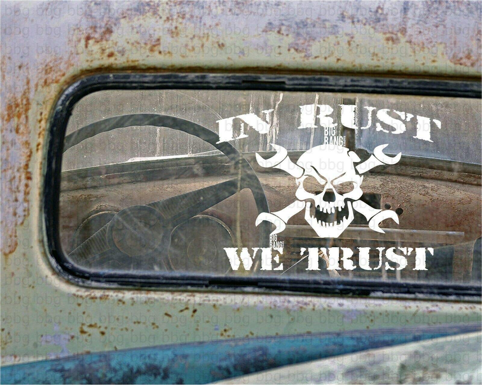 myrockshirt In Rust we Trust ca 15cm Totenkopf Skull Schädel Aufkleber Sticker Autoaufkleber Profi-Qualität Sticker UV-fest von myrockshirt