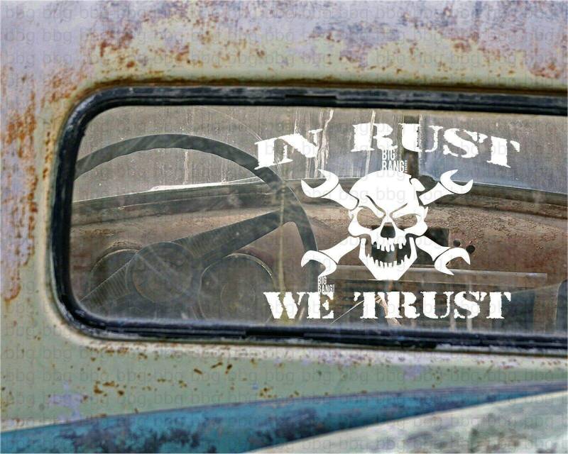 myrockshirt In Rust we Trust ca 15cm Totenkopf Skull Schädel Aufkleber Sticker Autoaufkleber Profi-Qualität Sticker UV-fest von myrockshirt