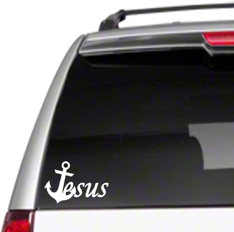 myrockshirt Jesus ist Mein Anker Anker 15 cm Aufkleber Autoaufkleber Sticker Laptop Scheibe Wand Profi Qualität von myrockshirt