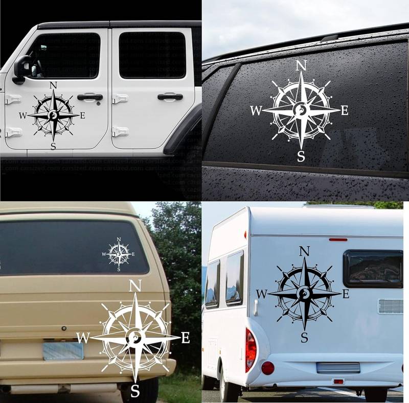 myrockshirt Kompass Aufkleber Kompassrose Polarstern Peronalisierbar&Größenwahl Camper Wohnwagen Truck Wohnmobil Himmelsrichtung Outdoor Van von myrockshirt