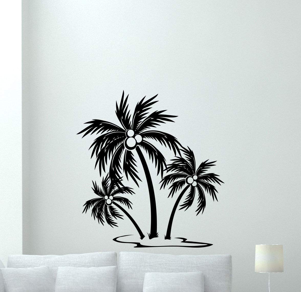 myrockshirt Palm Tree Wandtattoo Decal Sea Island Nursery Vinyl Aufkleber Nautical Baby Dekor Wandtattoo,Frei Farbwahl, Autoaufkleber,Lack,Scheibe, UV&Waschanlagenfest, Profi-Qualität von myrockshirt