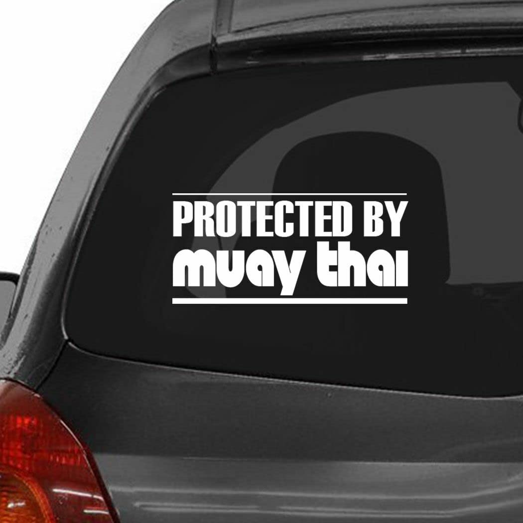 myrockshirt Protected by Muay Thai 20 cm Kampfsport Aufkleber Sticker Autosticker Autoaufkleber freie Farbwahl von myrockshirt