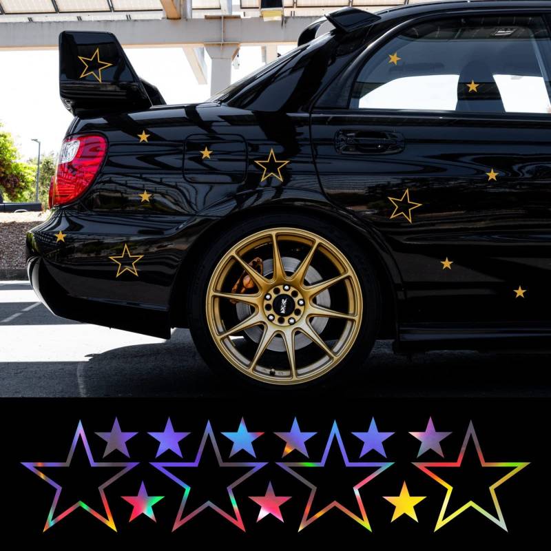 myrockshirt Sterne Sternen Set oilslick Hologramm JDM Tuning Aufkleber Farbwahl ohne Hintergrund Wand Scheibe Lack Profi Qualität von myrockshirt