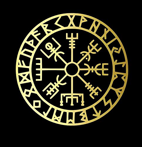 myrockshirt Vegvisir Gold Wikinger Kompass Mythology ca. 30cm Aufkleber,Sticker,Decal,Autoaufkleber,UV&Waschanlagenfest,Profi-Qualität,Wandtattoo von myrockshirt