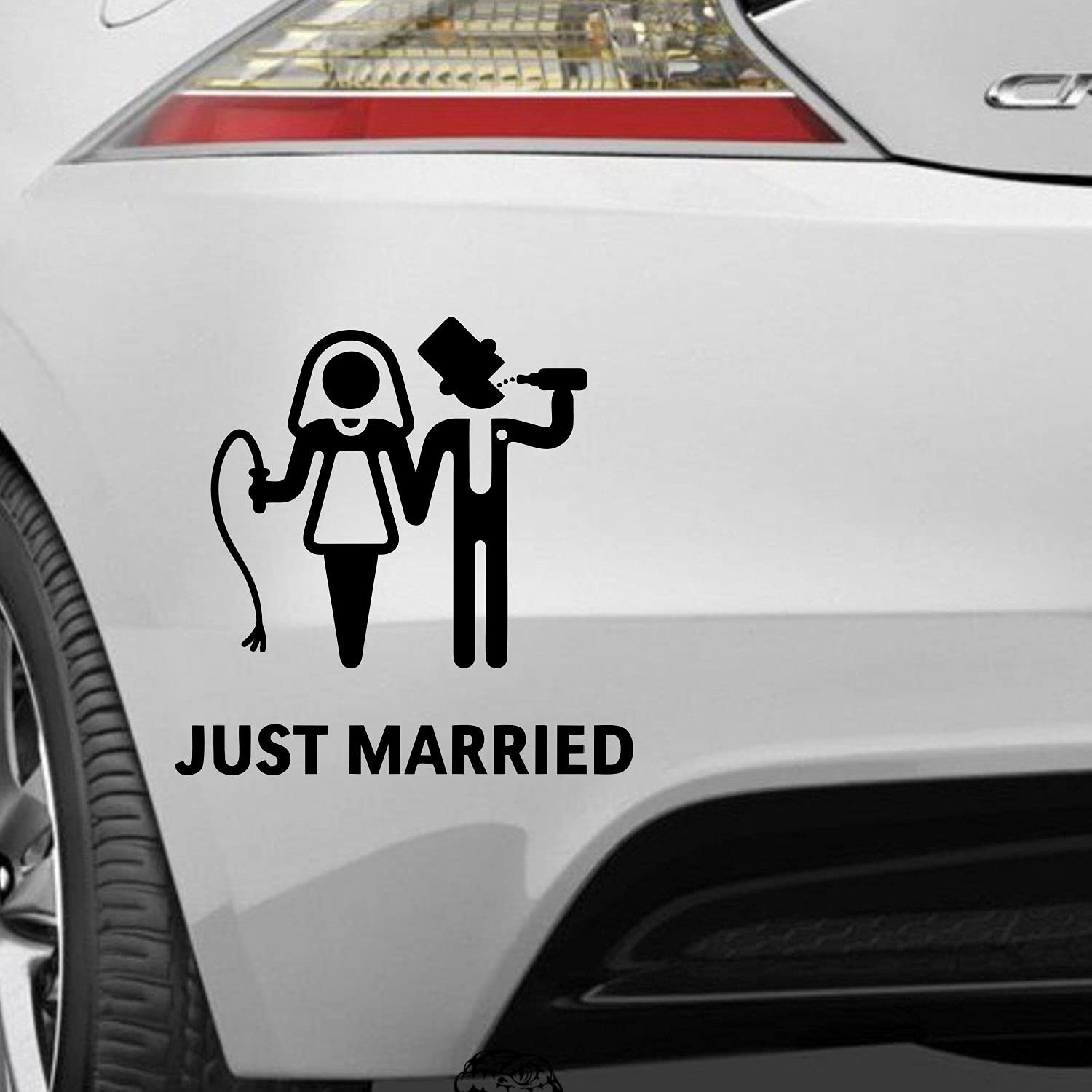 myrockshirt just Married Peitsche Domina Spaß 15 cm Aufkleber Autoaufkleber Sticker Decal JDM Tuning von myrockshirt