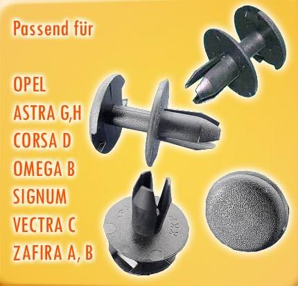 SPREIZNIETEN STOSSSTANGE PASSEND FÜR OPEL ASTRA G, H, CORSA D 10 STÜCK (67) von myshopx