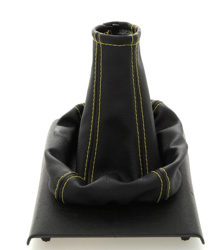 Schaltmanschette Schaltsack Sack Schwarz Faden Gelb Echt Leder myshopx SA81 von myshopx