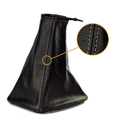 Schaltmanschette Schaltsack Sack Schwarz Faden Weiß Echt Leder myshopx SA96 von myshopx