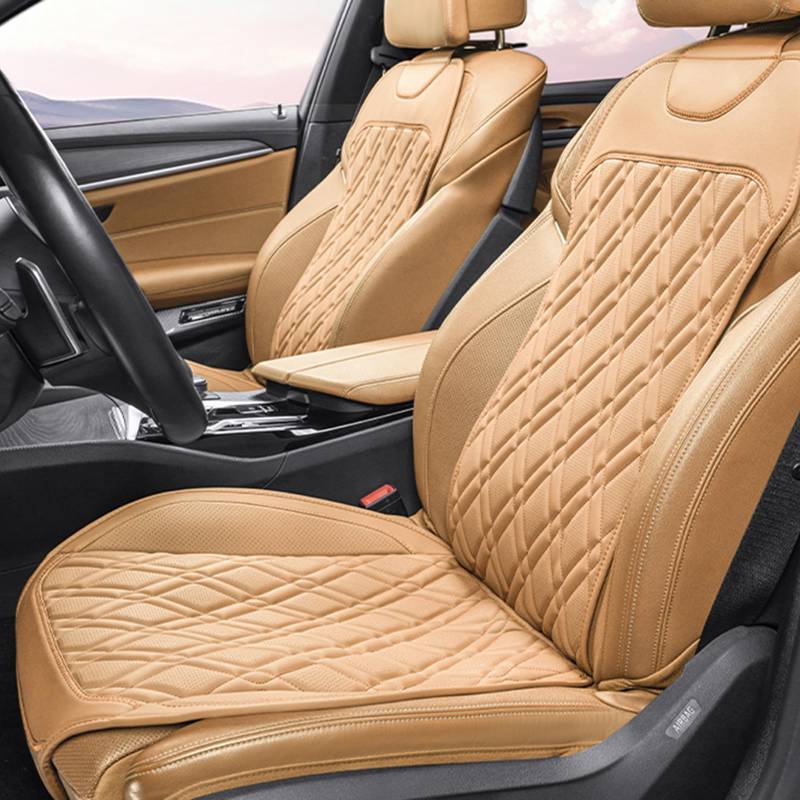 nAutochoose Luxus PU-Leder Autositzbezüge für 98% der Autositze, Schonbezüge für Vordersitze, fortgeschrittenes Autoinnenraumzubehör für Autos und SUVs.Beige 1 Stück von nAutochoose